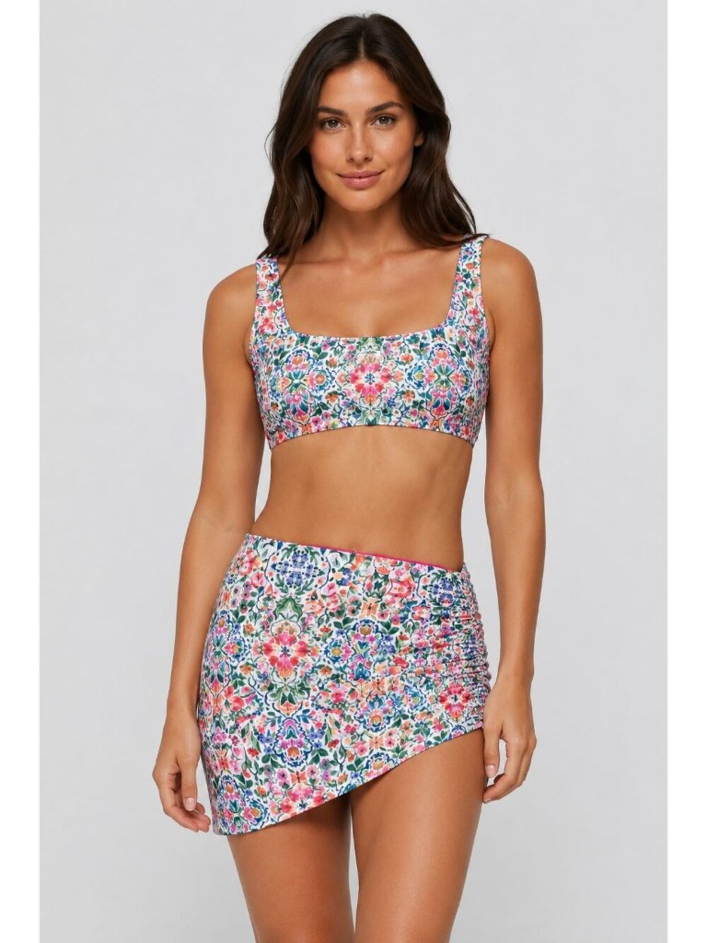 HERMOZA‎ Ruched Ellen Swim Skirt Bella Piastrella Size 12 NWT